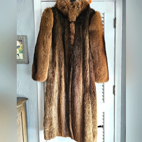 Unbranded Jackets & Blazers - Beautiful Vintage Full Length Beaver with Fox Sleeve Fur Coat L